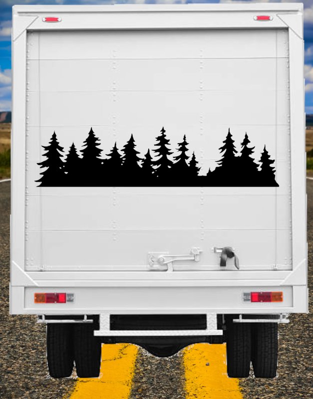 Aufkleber-Bilder/46361 Wald Silhouette Vorlage LKW Heckansicht Mein-Motiv-de